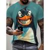Men's Summer Casual Short Sleeved T-shirt with Realistic Cat Pattern Print