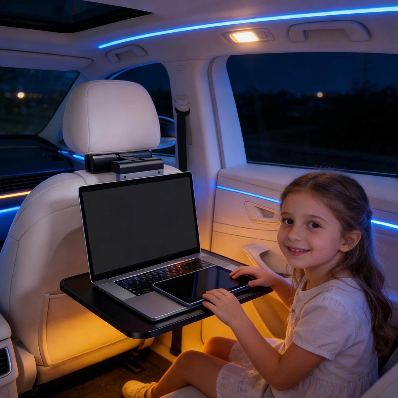 Car Desk For Laptop Adjustable Multifunctional Backseat Storage Table Road Trip Eating Trays For Vehicles Trailer Truck