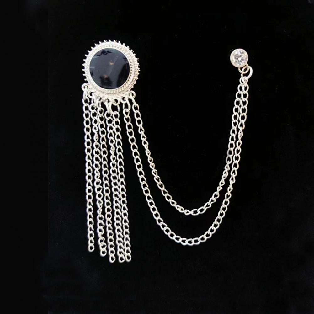 Retro Brooch Vintage Navy Style Chain Tassel Rhinestone Brooch for Preppy School Fashion Decorative Pin for Hats Bags Coats