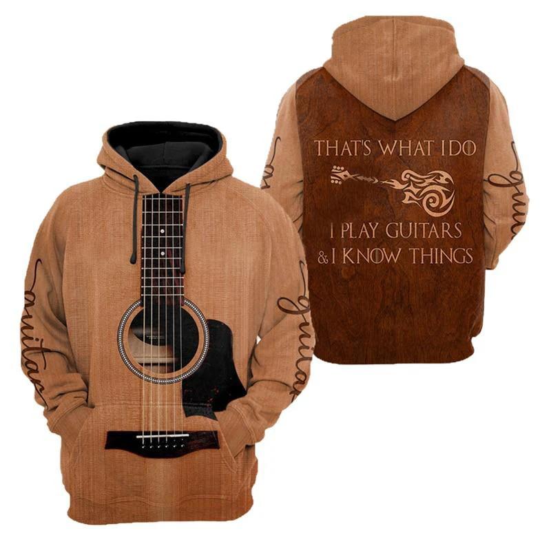 Men Hoodie Guitar Instrument 3D Printed Graphic Pullover Spring Autumn Fashion Harajuku Long Sleeve Streetwear Men Tops