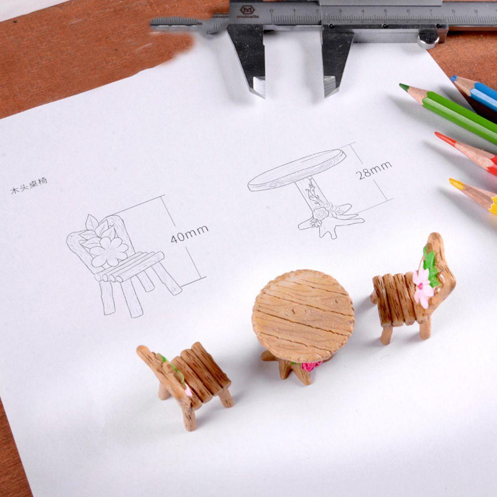 Terrarium Mini Ornamente Puppenhauszubehör Miniatur Tisch und Stühle Feengarten Landschaft