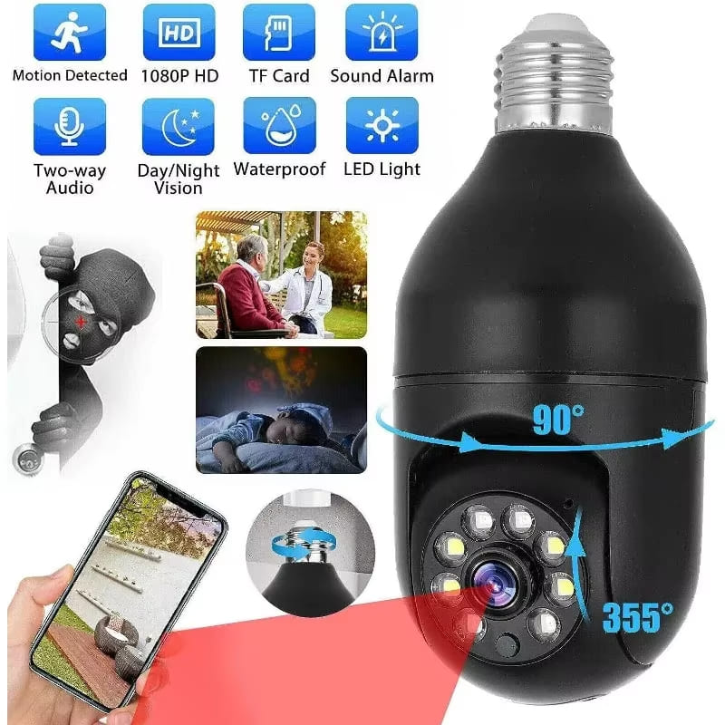 LS VISION 1080P Full-HD E27 Žárovková sledovací kamera Noční vidění 2,4G 5G WiFi Sledovací kamera Zabezpečení IP kamera Sledování člověka Video Sledování