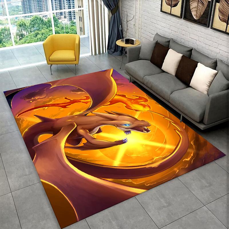 Cartoon Charizard Pokemon Non-Slip Area Rug for Living Room,Bedroom,Playroom,Soft Carpet Floor Mat Home Decor Rug Kids Room