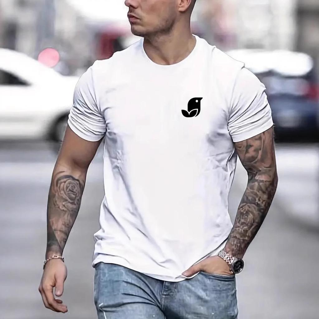 Casual Crew Neck Short Sleeve Fashion Printed Top Loose T-Shirts Men’s