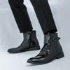 Fashion Brand Men's Fashion Trends Buckle Chelsea Ankle Boots Handmade Leather High Top Shoes Business Casual High Quality Elegant Boots