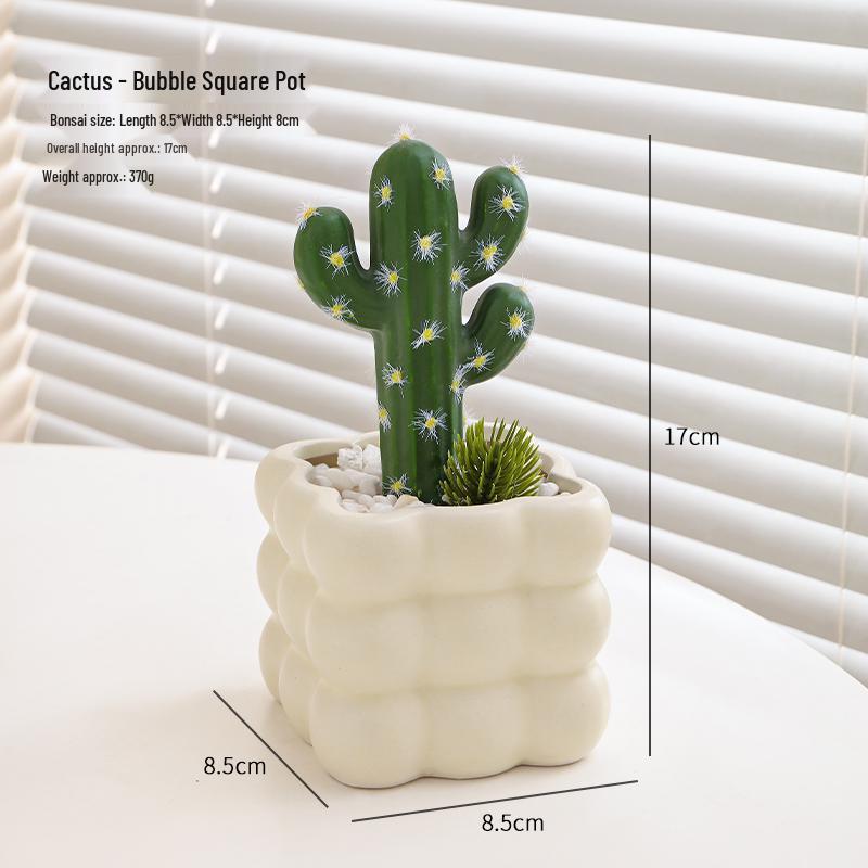 Small Indoor Potted Succulent - Artificial Green Plant Ornament for Home, Office, or Desktop Decor