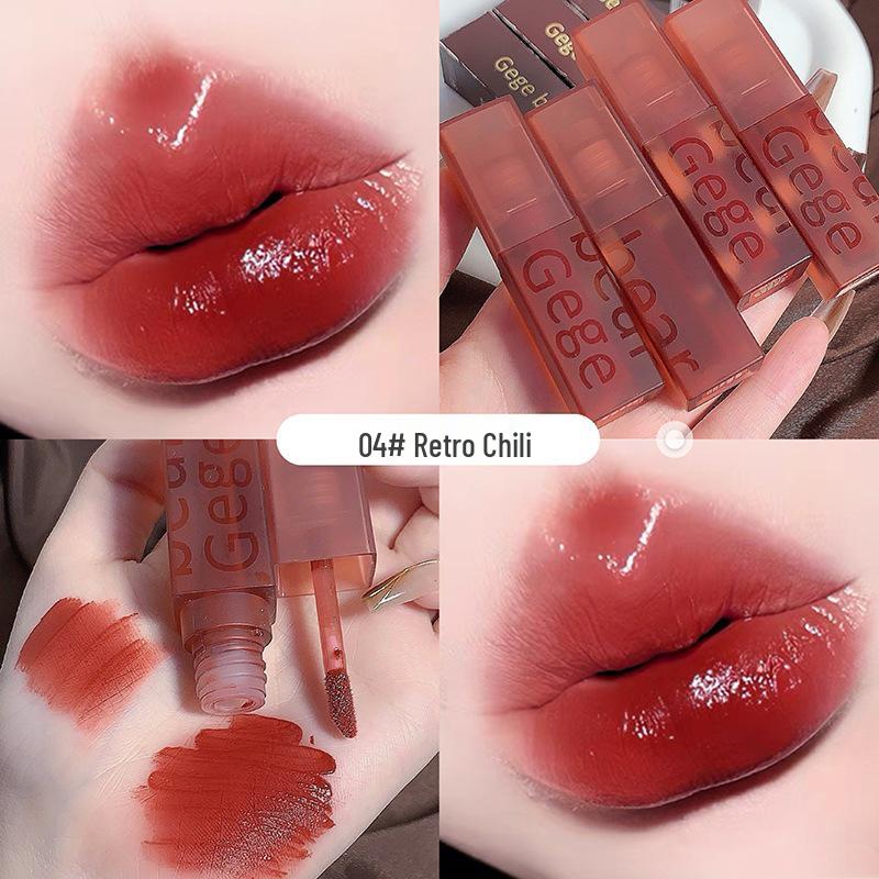 Gēgē Little Bear Velvet Matte Lip Glaze - Silk Velvet, Natural Brightening Lipstick for Students