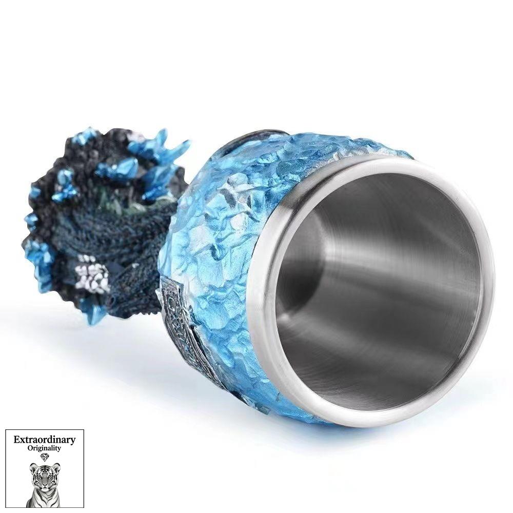 Wine Glass Gothic Style Creative Stainless Steel Blue Resin Goblet Bar Water Glass