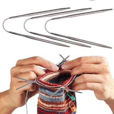3pcs Stainless Steel Knitting Needle Multi Size Metal Loop Needles Circular Knit Needles  Weaving