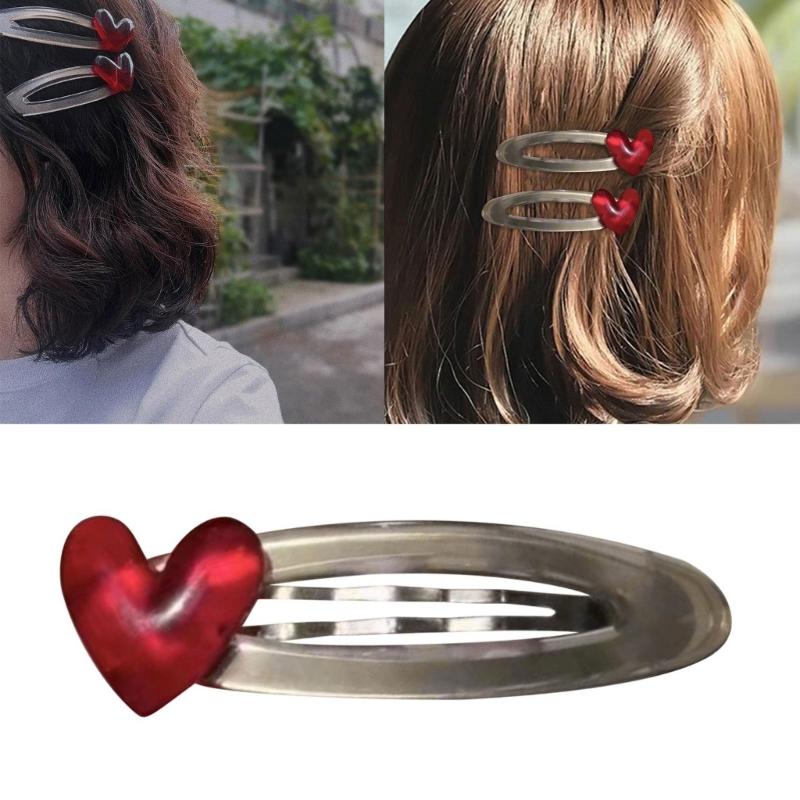 Lovely Cherry Red Heart Hair Pin Fashionable Hair Clip for Women and Girls Decorative Hair Decoration Fashion Headwear