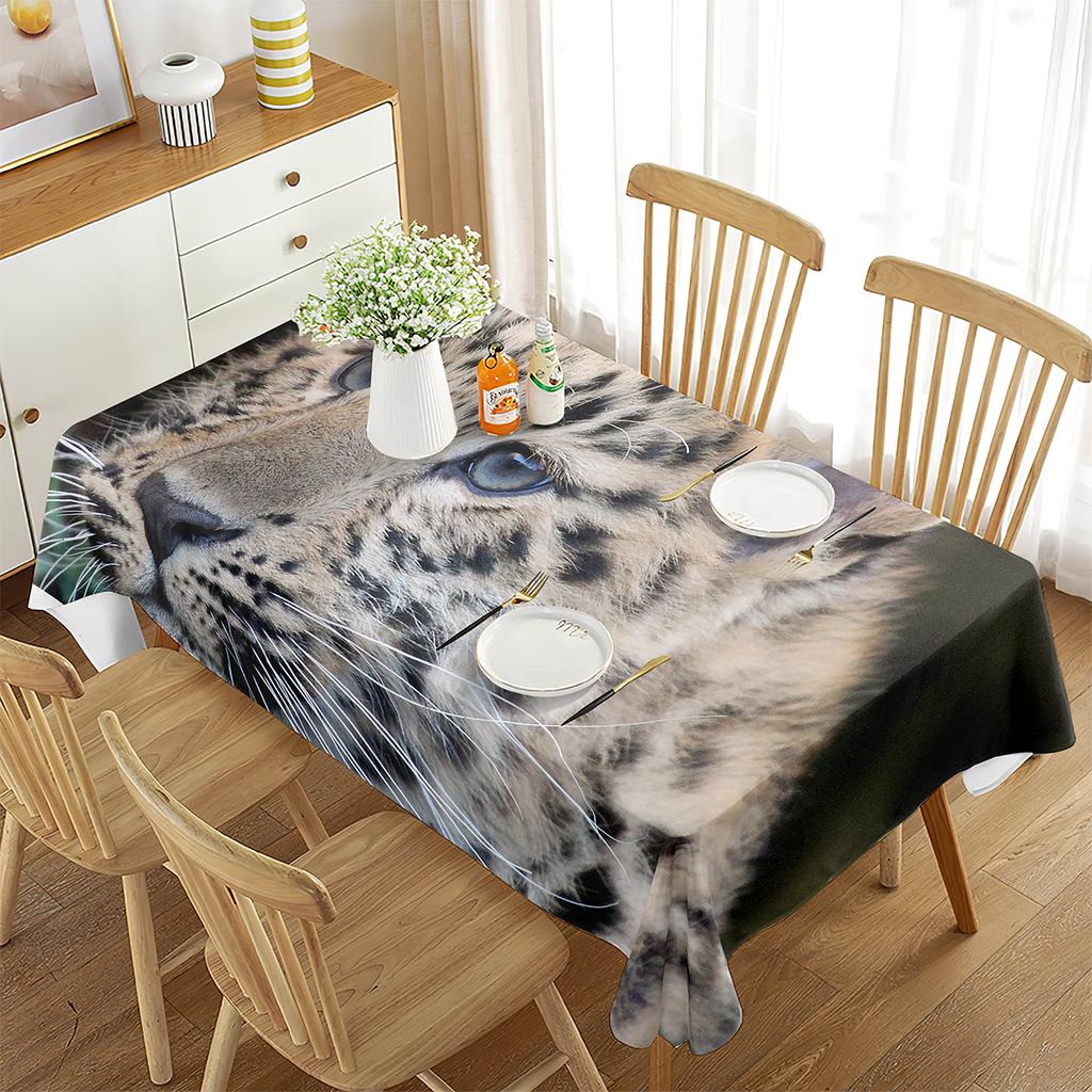 Leopard Rectangular Tablecloth African Safari Animals Tablecloth Home Decor for Outdoor Travel Picnic Mat Kitchen Dining Room