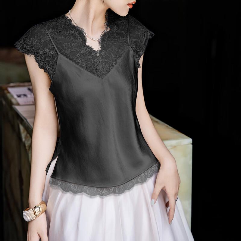 Lanser Women s Acetate Lace Slit Tank Top S