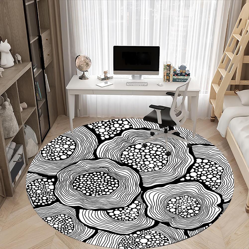 1pc Circles Patterns Office Round Area Rug, Indoor Mat Suitable ForOffice, Under Office Chairs Bedroom Living Room Home Decor, Room Deco 005