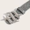 Elegant Rhinestones Studded Women Waist Belt Wide Band For Evening Parties And Casual Outings With Unique Buckles Design