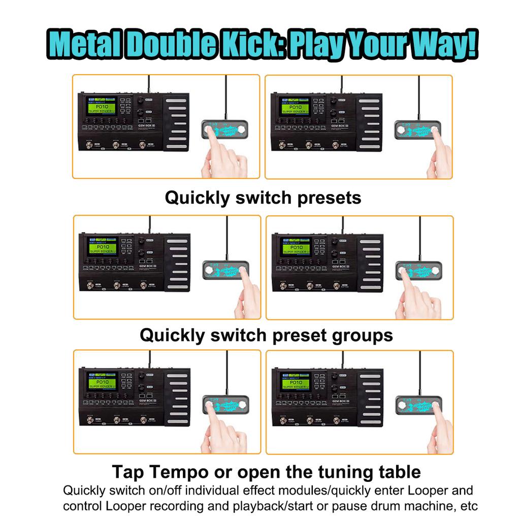 Dual 2-Way Guitar Effect Footswitch Pedal, Momentary Metal Switch with 6.35mm Jack for Replacement