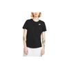 Solid Color Logo Crew Neck T-Shirt Women Tops Black DX7902-010