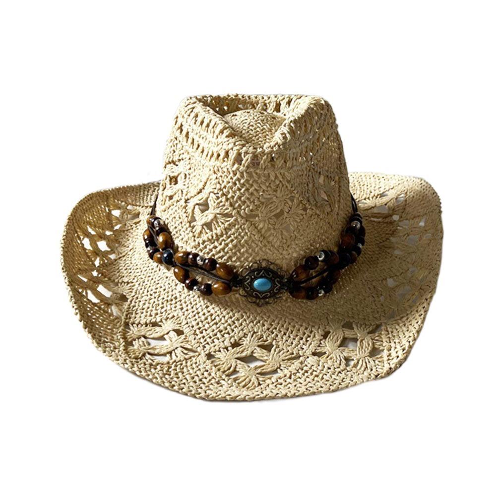 Straw Weave Sombrero Hat Hollow Out Western Cowboy Hats Bohemian Straw Hat  for Outdoor Holiday