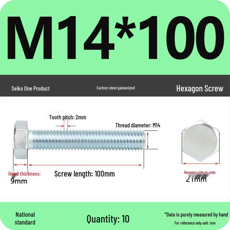 8.8 Grade Hot-Dip Galvanized Hex Bolt Nail M4-M30