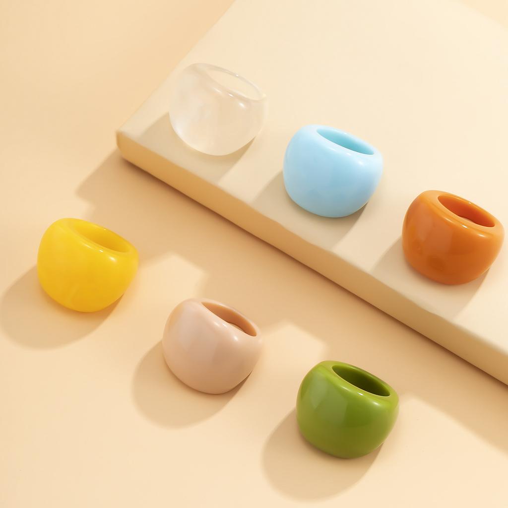 Exaggerated Retro Court Pastoral Round Ring for Women, Personalized Macaron Geometric Jewelry