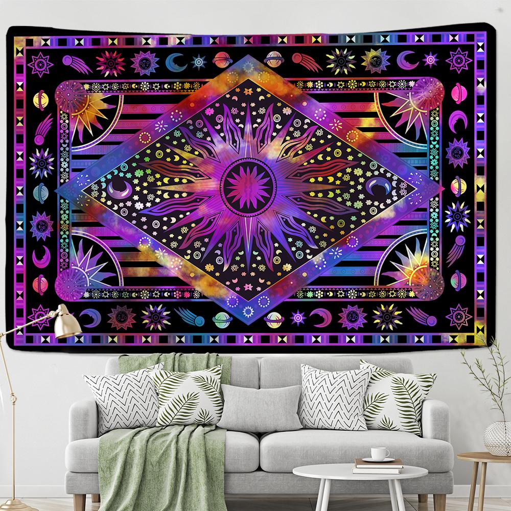 Burning Sun Tapestry Wall Hanging Bohemian Style Hippie Tapis Witchcraft Mandala Home Decor Background