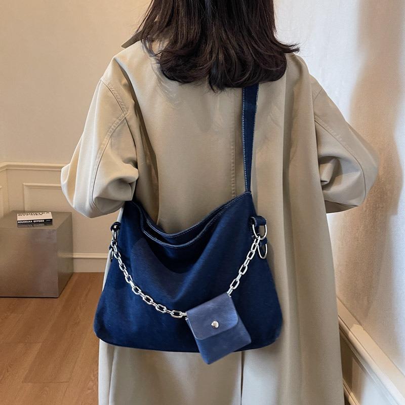 Denim bag women's large-capacity new versatile shoulder messenger bag high-end commuter tote bag