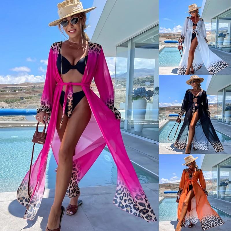 

Women s Printed Tie Chiffon Beach Cover Up One Size білий