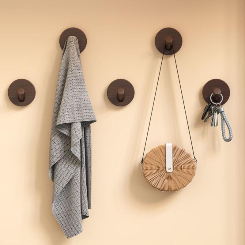 Wood Wall Hook With Strong Adhesive For Sturdy Hanging In Bathroom And Kitchen Supplies