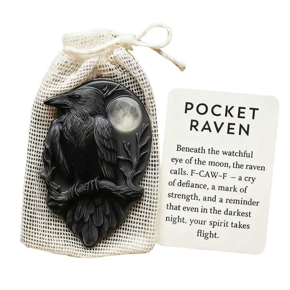 

Guardian Symbol Animal Pocket Hug Raven Theme Inspirational Card Healing Animal Token Office Decor