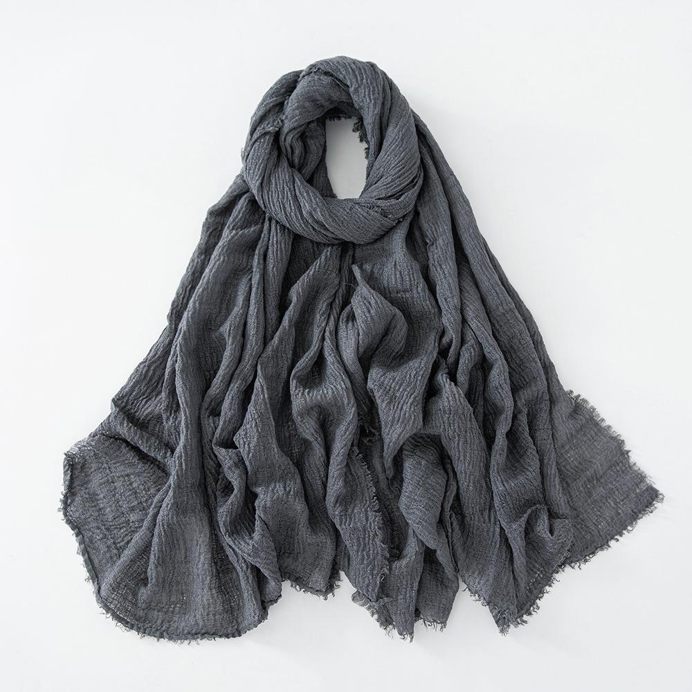 New Cotton Linen Gauze Scarf For Women Girls Spring Autumn Solid Scarves Soft Pashmina Foulard Simple Retro Beard Wrap Shawls