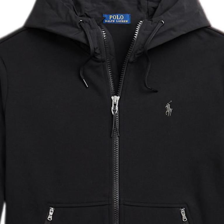 Polo Ralph Lauren FW22 Solid Color Logo Embroidered Zip-Up Hooded Long Sleeve Jacket Men Jackets Black MNPOKNI16822460-001