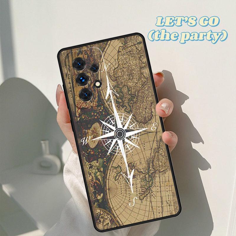 Compass Wanderlust Vintage Map phone case For Samsung Galaxy A42 A31 A40 A51 A71 A32 A80 A91 A52 A72 A20e A21S A50 A70 A11 A12