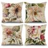 4Pcs Lavender Flower Basket Vase Pot Printed Pillow Cover Polyester Cushion Case 2D Flat Printing Pillowcase Farmhouse Zen Look