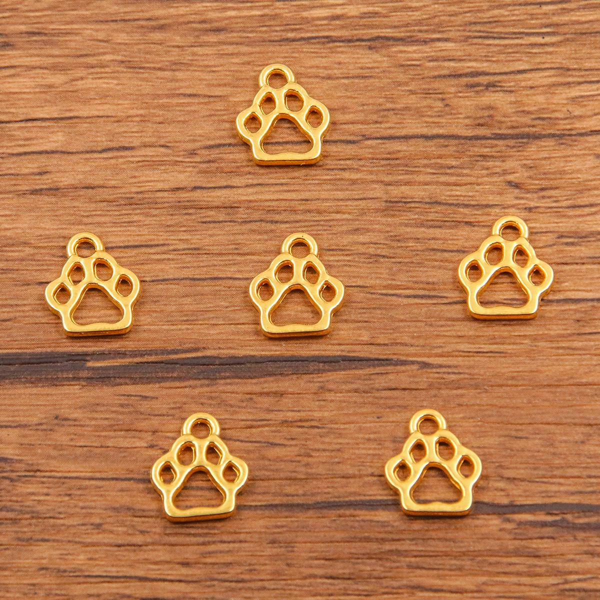 

3 Colors 11x13mm Alloy Double-Sided Hollow Dog Paw Charms for DIY Jewelry