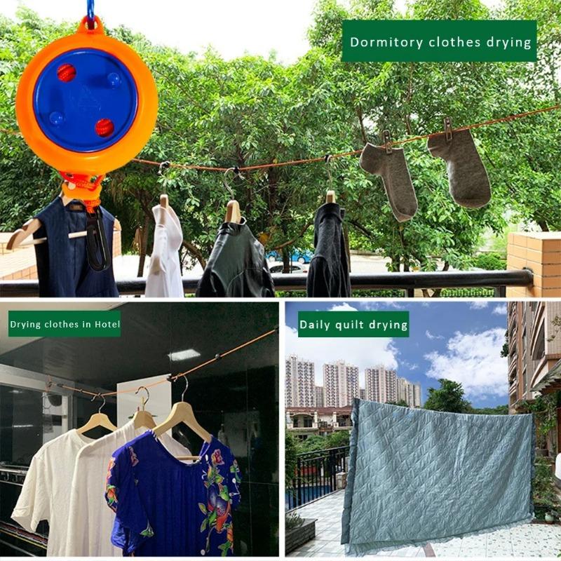 Varal retrátil para secar roupas, corda, portátil, para áreas externas, armazenamento de roupas, linha para secar roupas, acampamento