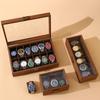 Walnut Wood Grain Watch and Jewelry Display Box with Glass Top
