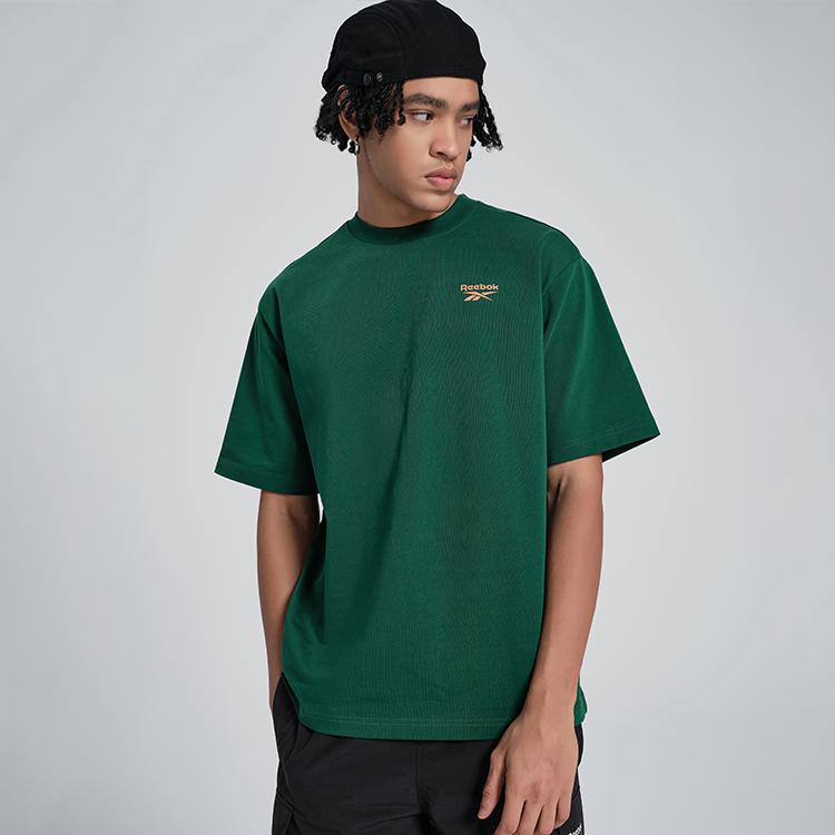 Reebok Sports Lifestyle Series Solid Color Casual Round Neck Short Sleeve T-Shirt Unisex Tops Green 24SRM421UGL1