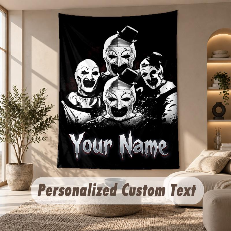 Tapestry Custom Name Text, Wall Hanging Tapestry Home Room DecorTerrifier Art the Clown