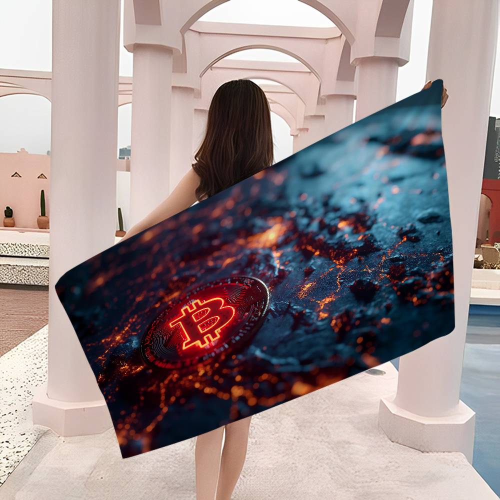 Luxury Bitcoins Anime Beach Swimming Towel Soft Absorbent Washcloth Children's Gifts for Kids Travel Camping Gym