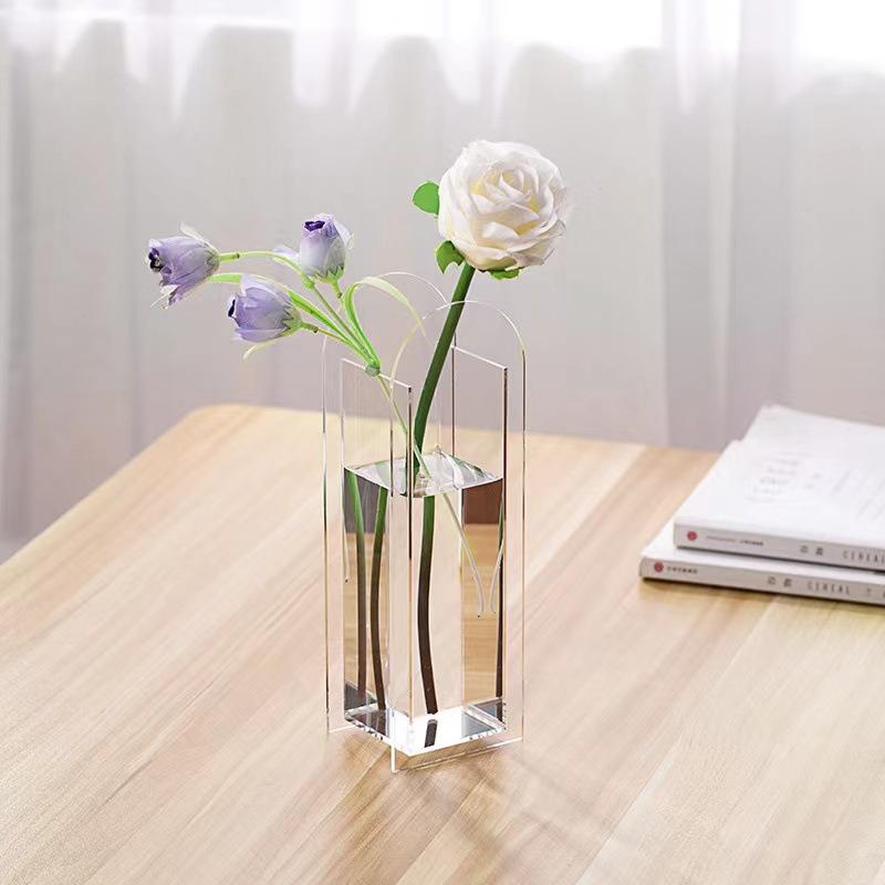 Ins-Stil Acrylvase Kreative Kunst Wellige Blume Hydroponische Blumenanordnung Tischdekoration Transparente Vase