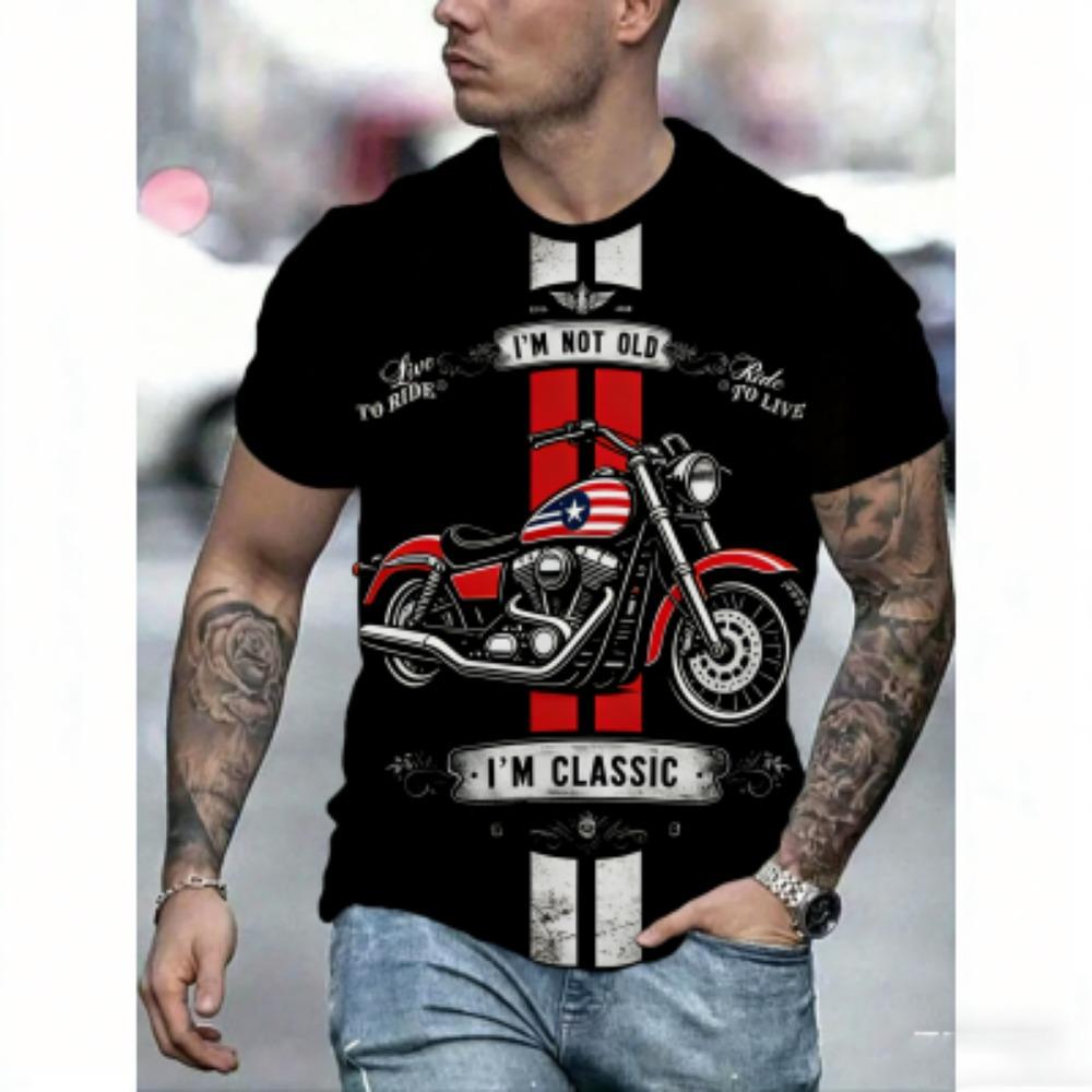 

Europe America Summer Men s T-Shirt Motorcycle 3D Print Tees Top Street Casual Loose Outdoor Short Sleeve Plus Size Women T-shirt XXS