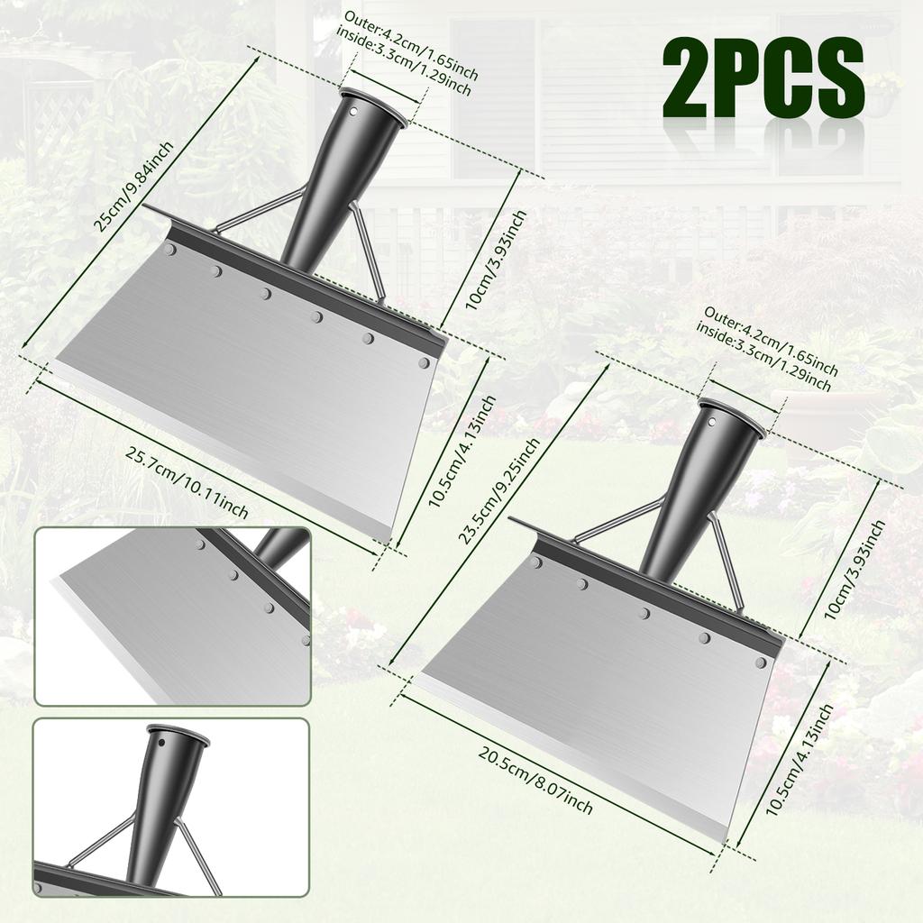 2Pcs Multifunctional Cleaning Shovels Manganese Steel Garden Cleaning Flat Shovel Scraper for Grass Camping Weeding Planting