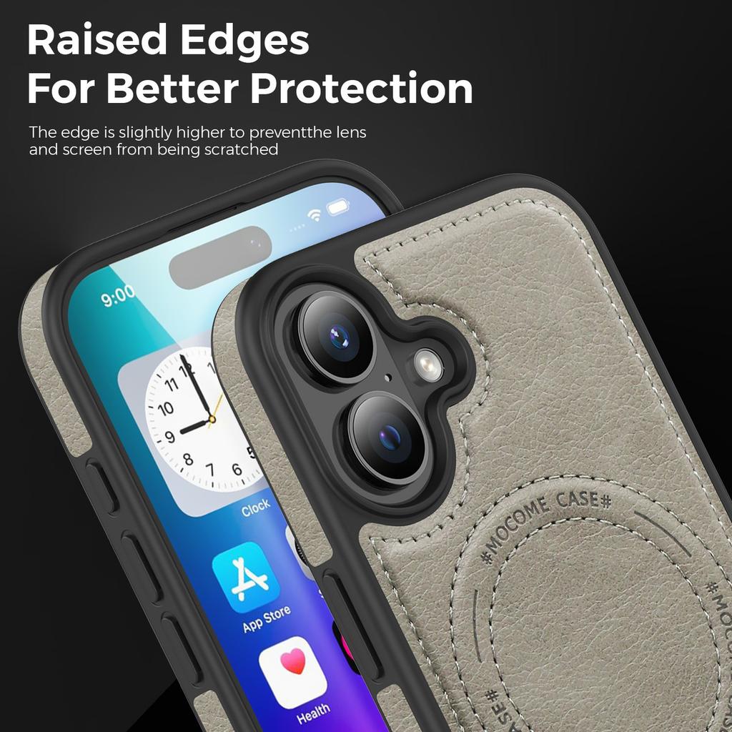 For iPhone 17 Case Compatible with MagSafe Kickstand Leather Phone Back Cover