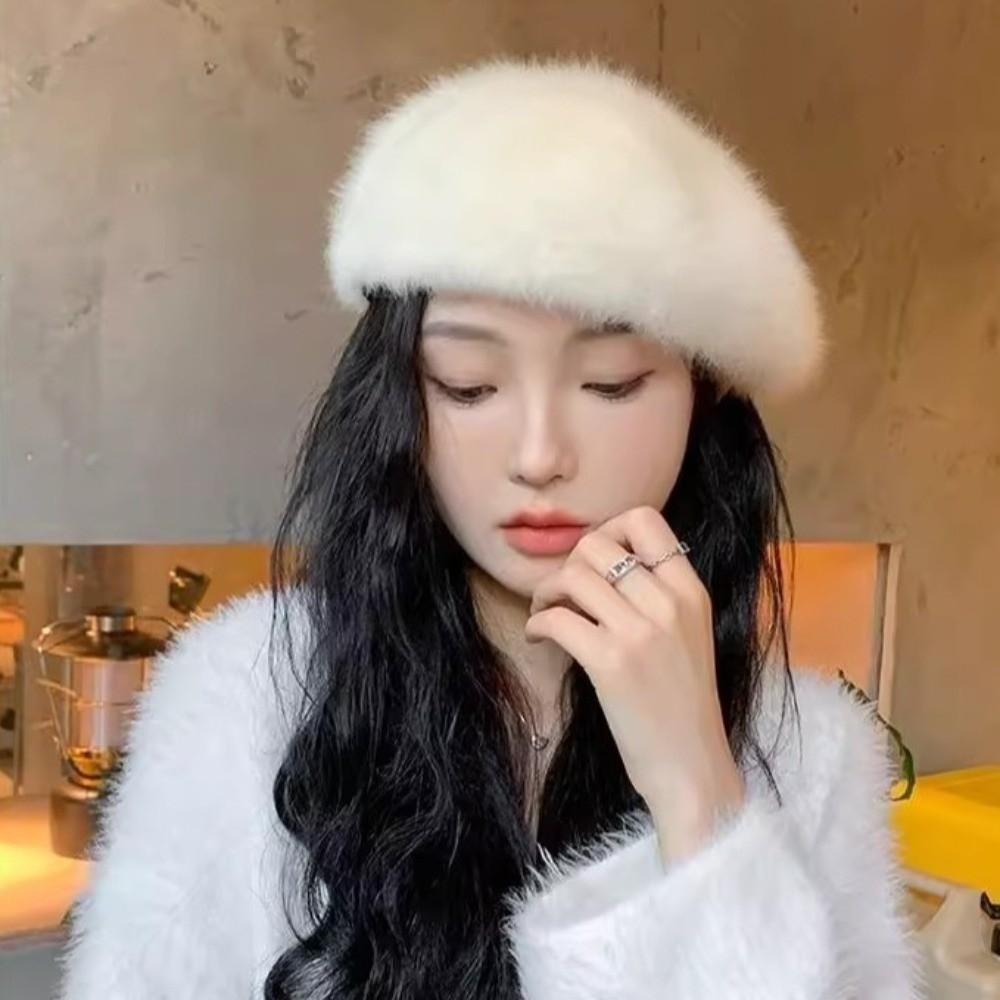 Cloud Painter Caps Plush Artist Hat Elegant Women Berets  Winter
