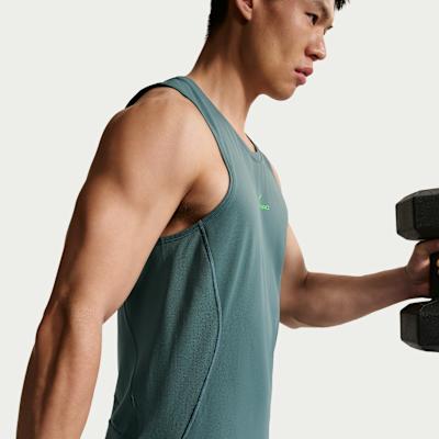 Men's Nike Dri Fit Tank Tops Men's Mineral Slate/Green Base Color Crew Neck Moderate Other