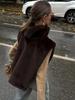 European & American Faux Mink Fur Vest: Women's Autumn/Winter Sleeveless Cape with Long Front & Short Back