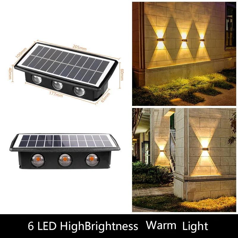 4/6/8LED Solar Wall Lights Waterproof Outdoor Garden Lighting Landscape Spotlights for Villa Courtyard Pathway Illumination