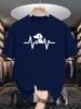 Unisex Crew Neck Tee Cute Dog Heartbeat Paw Minimal Line Print Soft Cotton Loose Short Sleeve Summer Casual Male Streetwear Tops