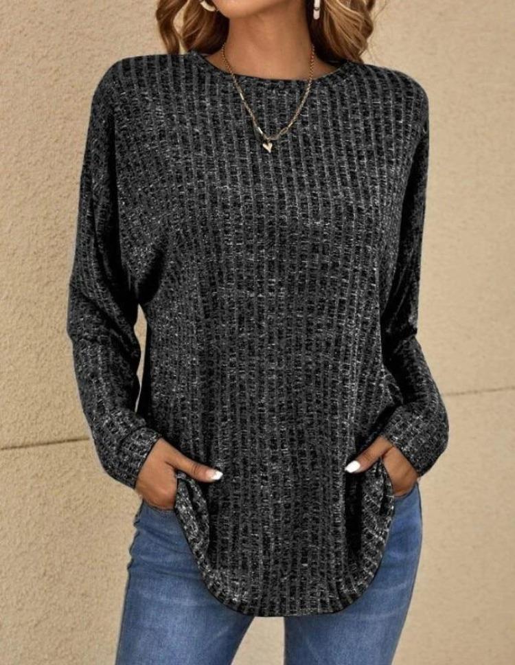 2023 Dames Casual Vintage Effen Kleur T-shirt Lente Herfst Mode Ronde Hals Lange Mouw Los Elegante Alles-passende Pullovers