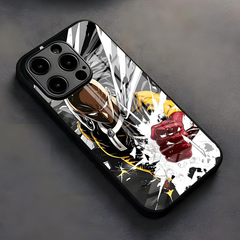 One-Punch Man Phone Case For IPhone 17 Pro Max 16 15 14 Pro Max 13 11 X Xs Xr 8 7Plus glass Cover