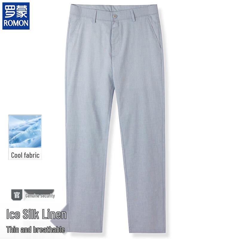 ROMON Men s Cotton Linen Blend Casual Trousers 34